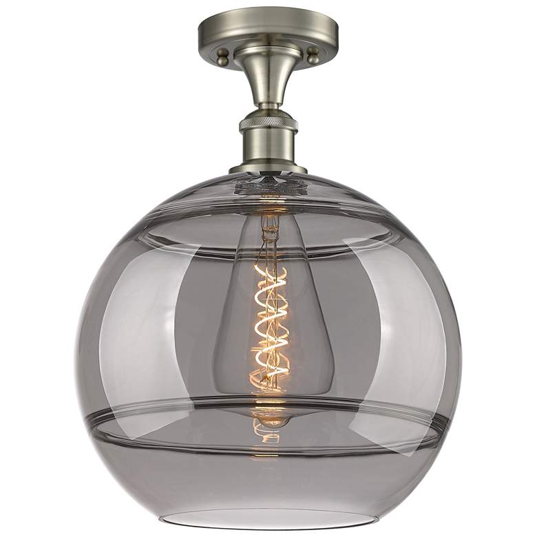 Image 1 Ballston Rochester 12"W Satin Nickel Semi-Flush Mount w/ Light Smoke S