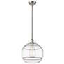 Ballston Rochester 12"W Satin Nickel Stemmed Mini Pendant w/ Clear Sha