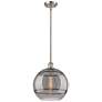 Ballston Rochester 12"W Satin Nickel Stemmed Mini Pendant w/ Smoke Sha