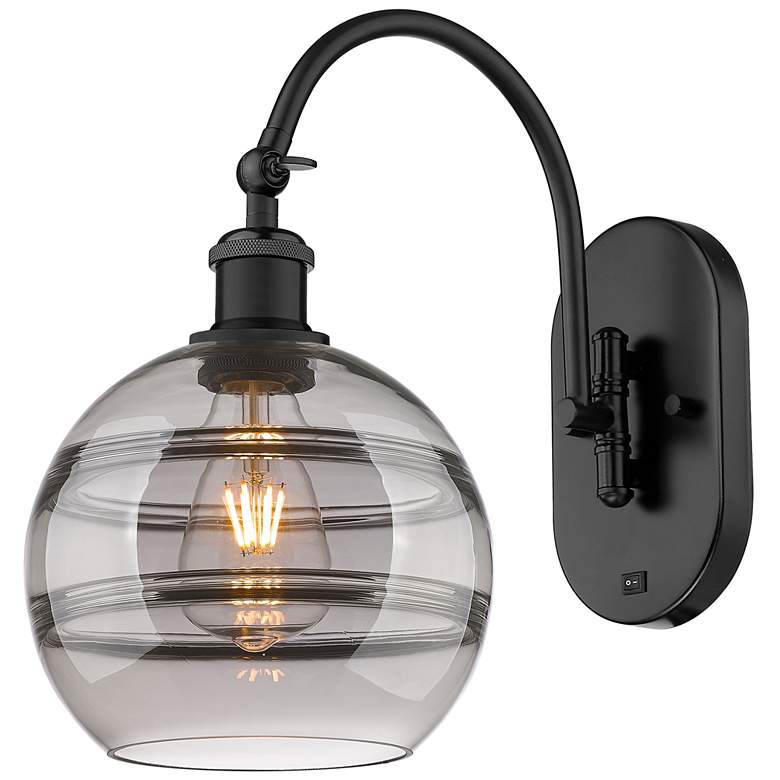 Image 1 Ballston Rochester 13.38"H Black Adjustable Sconce w/ Smoke Shade