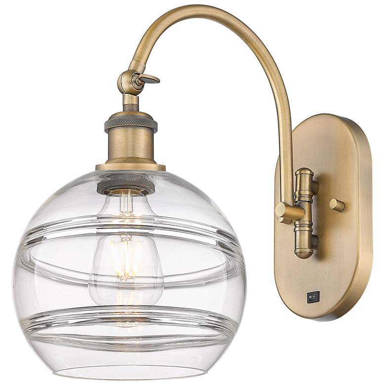 Image 1 Ballston Rochester 13.38"H Brushed Brass Adjustable Sconce w/ Clear Sh