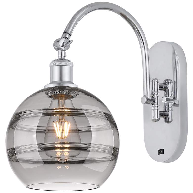 Image 1 Ballston Rochester 13.38"H Chrome Adjustable Sconce w/ Smoke Shade