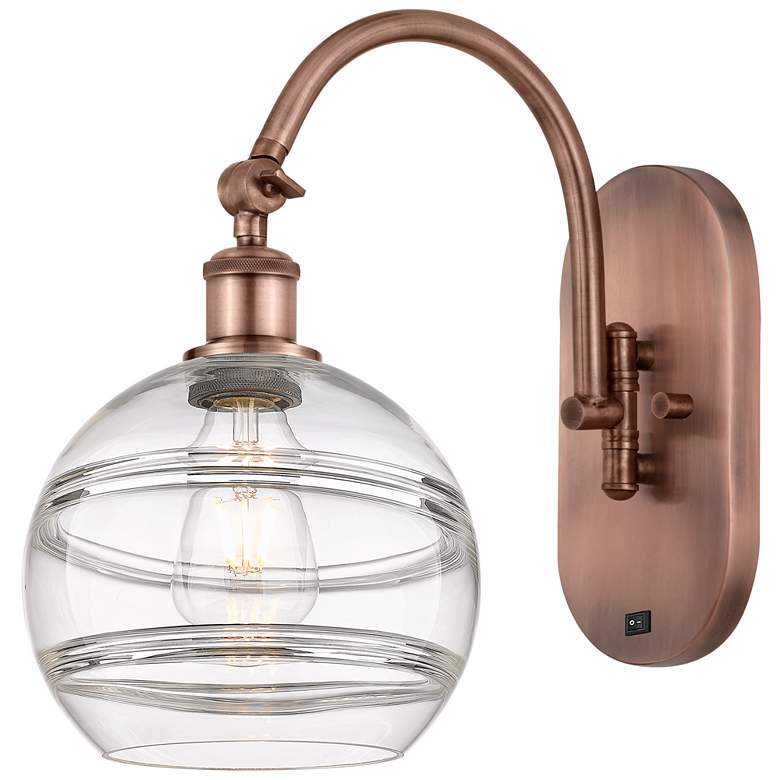 Image 1 Ballston Rochester 13.38"H Copper Adjustable Sconce w/ Clear Shade