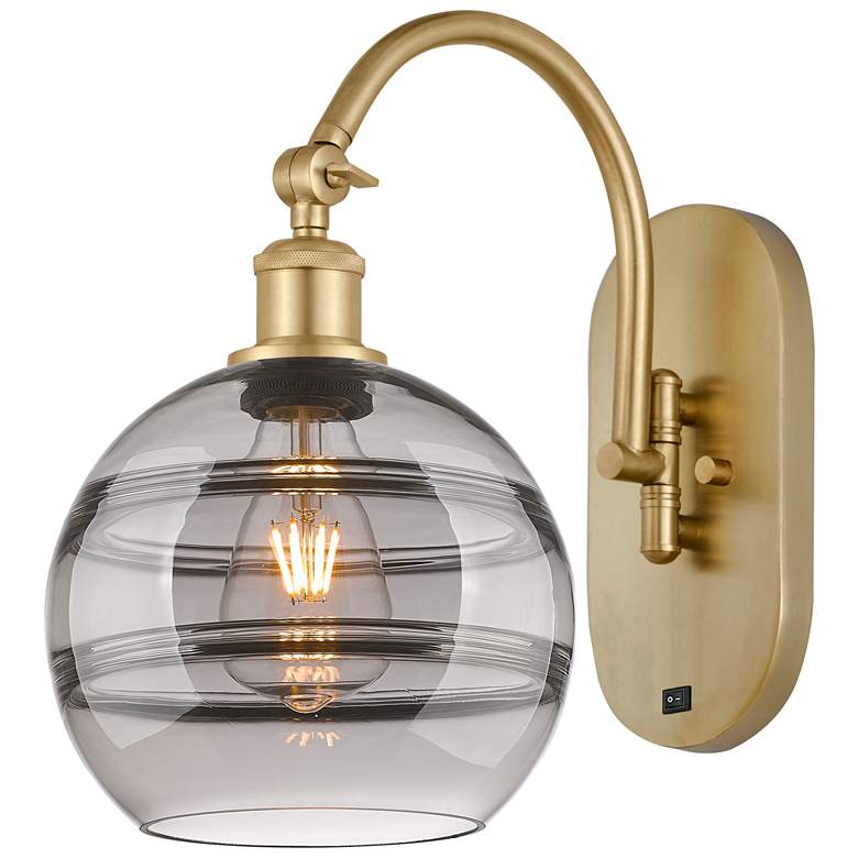 Image 1 Ballston Rochester 13.38"H Gold Adjustable Sconce w/ Smoke Shade