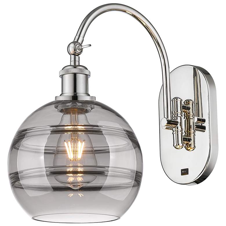 Image 1 Ballston Rochester 13.38"H Polished Nickel Adjustable Sconce w/ Smoke
