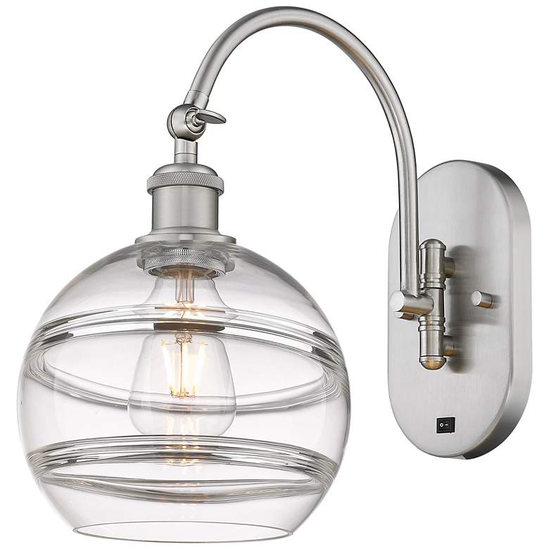 Image 1 Ballston Rochester 13.38"H Satin Nickel Adjustable Sconce w/ Clear Sha