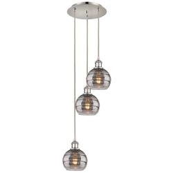 Ballston Rochester 13"W 3-Light Polished Nickel Cord Pendant w/ Smoke
