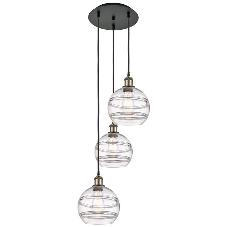 Image 1 Ballston Rochester 14.5"W 3-Light Black Brass Corded Pendant w/ Clear