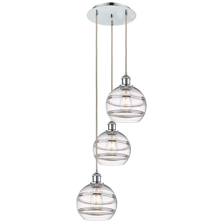 Image 1 Ballston Rochester 14.5"W 3-Light Chrome Corded Pendant w/ Clear Shade