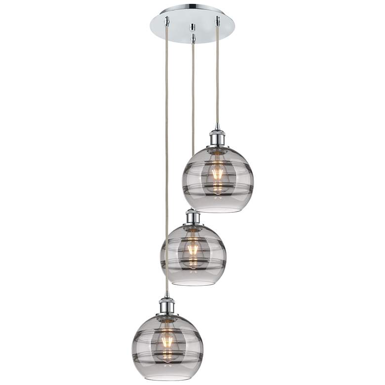 Image 1 Ballston Rochester 14.5"W 3-Light Chrome Corded Pendant w/ Smoke Shade