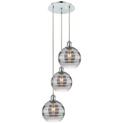 Ballston Rochester 14.5"W 3-Light Chrome Corded Pendant w/ Smoke Shade