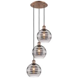 Ballston Rochester 14.5"W 3-Light Copper Corded Pendant w/ Smoke Shade
