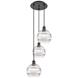 Ballston Rochester 14.5"W 3-Light Matte Black Corded Pendant w/ Clear