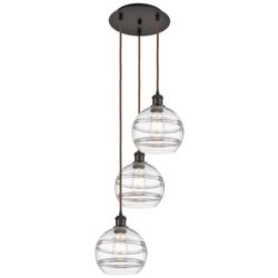 Ballston Rochester 14.5"W 3-Light Oiled Bronze Cord Pendant w/ Clear S