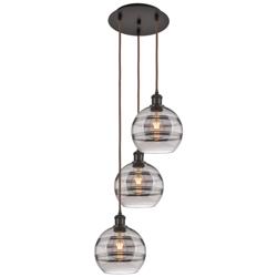 Ballston Rochester 14.5"W 3-Light Oiled Bronze Cord Pendant w/ Smoke S