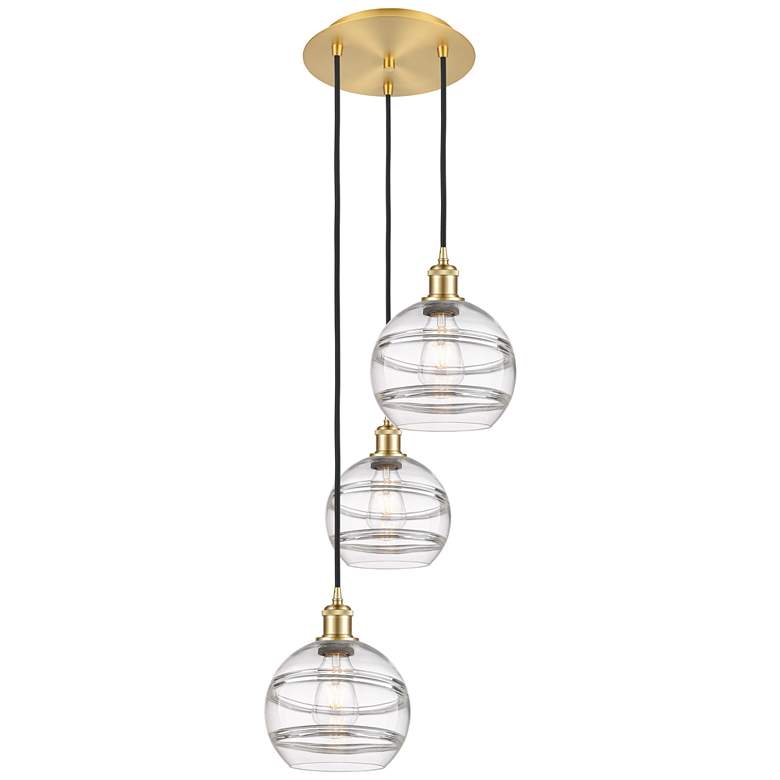 Image 1 Ballston Rochester 14.5"W 3-Light Satin Gold Corded Pendant w/ Clear S