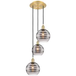 Ballston Rochester 14.5"W 3-Light Satin Gold Corded Pendant w/ Smoke S