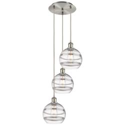 Ballston Rochester 14.5"W 3-Light Satin Nickel Cord Pendant w/ Clear S