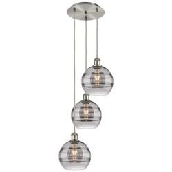 Ballston Rochester 14.5"W 3-Light Satin Nickel Cord Pendant w/ Smoke S