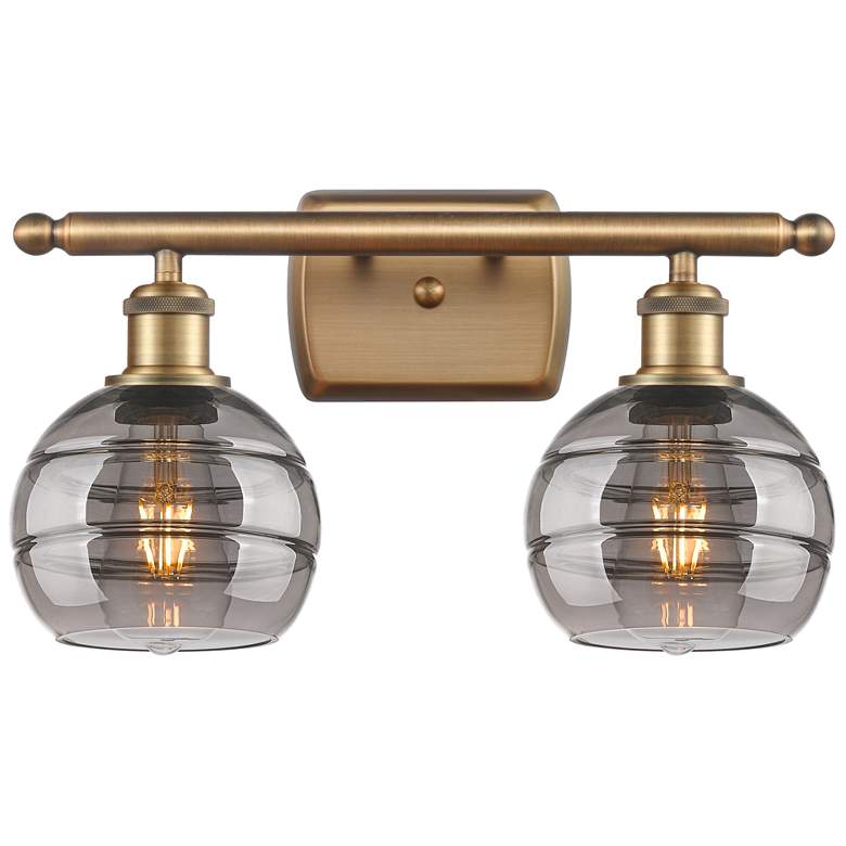 Image 1 Ballston Rochester 15.88"W 2 Light Brushed Brass Bath Light w/ Smoke S