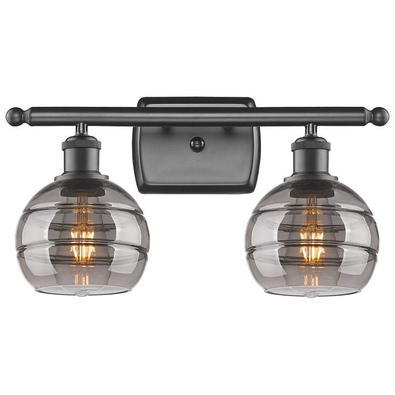 Image 1 Ballston Rochester 15.88"W 2 Light Oiled Bronze Bath Light w/ Smoke Sh