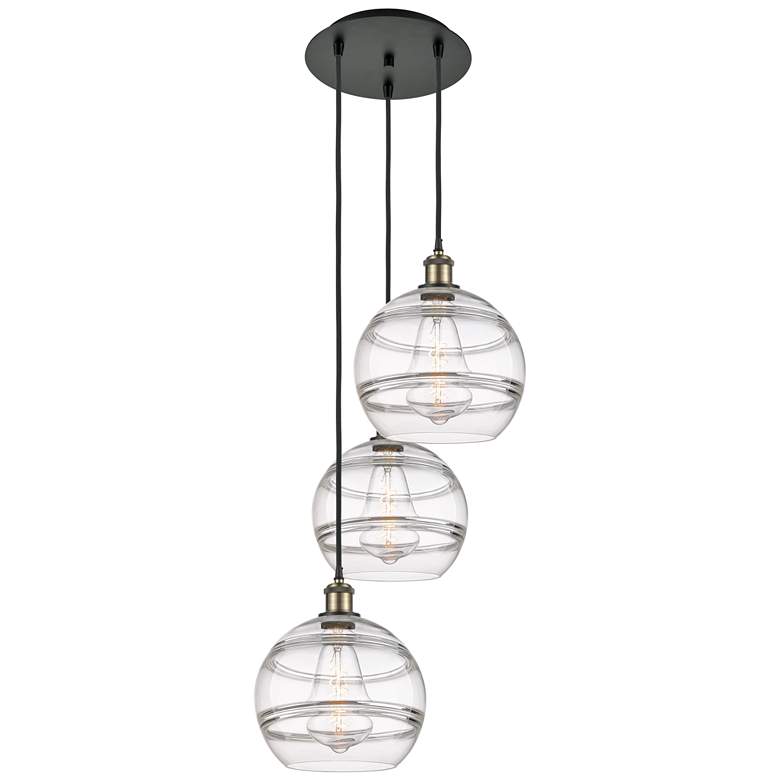 Image 1 Ballston Rochester 16.5"W 3-Light Black Brass Corded Pendant w/ Clear