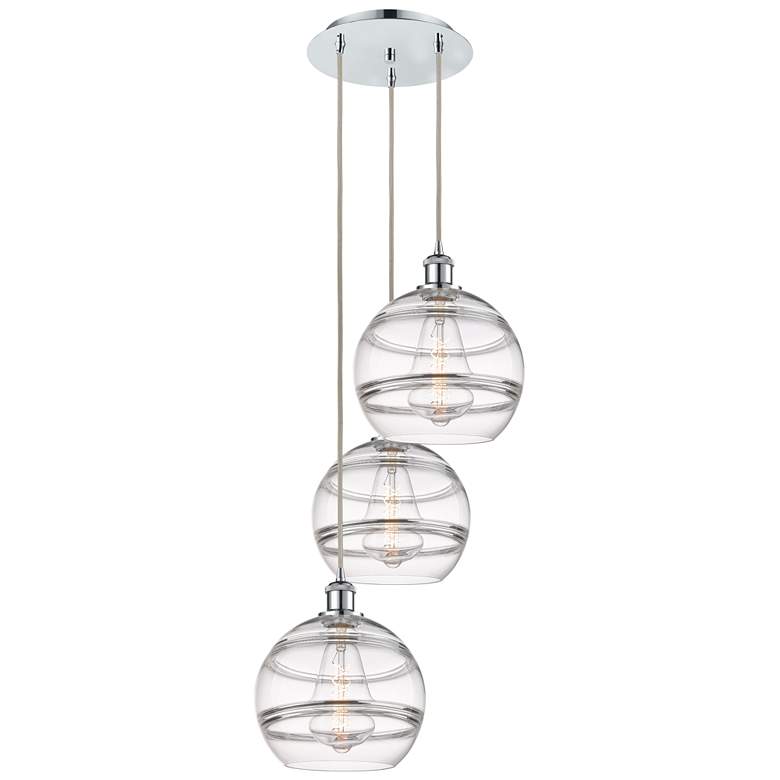Image 1 Ballston Rochester 16.5"W 3-Light Chrome Corded Pendant w/ Clear Shade