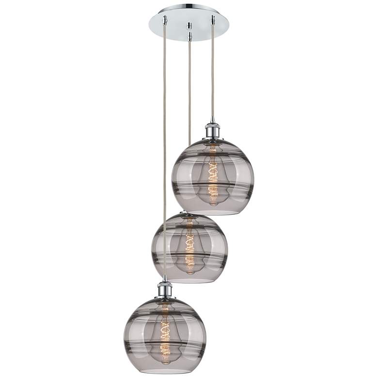 Image 1 Ballston Rochester 16.5"W 3-Light Chrome Corded Pendant w/ Smoke Shade