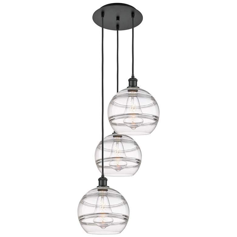 Image 1 Ballston Rochester 16.5"W 3-Light Matte Black Corded Pendant w/ Clear