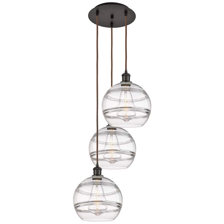 Image 1 Ballston Rochester 16.5"W 3-Light Oiled Bronze Cord Pendant w/ Clear S