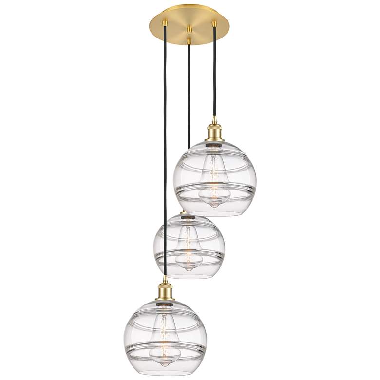 Image 1 Ballston Rochester 16.5"W 3-Light Satin Gold Corded Pendant w/ Clear S