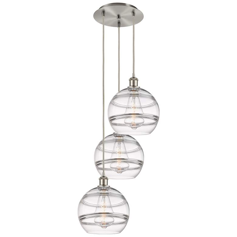 Image 1 Ballston Rochester 16.5"W 3-Light Satin Nickel Cord Pendant w/ Clear S