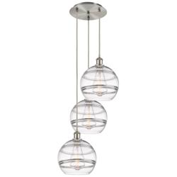 Ballston Rochester 16.5"W 3-Light Satin Nickel Cord Pendant w/ Clear S
