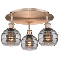 Ballston Rochester 17.63"W 3-Light Copper Flush Mount w/ Light Smoke S