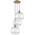 Ballston Rochester 18.5"W 3-Light Antique Brass Cord Pendant w/ Clear