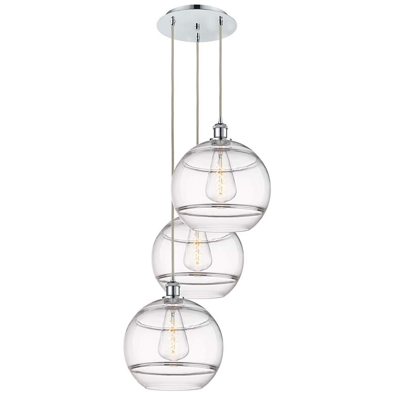 Image 1 Ballston Rochester 18.5"W 3-Light Chrome Corded Pendant w/ Clear Shade
