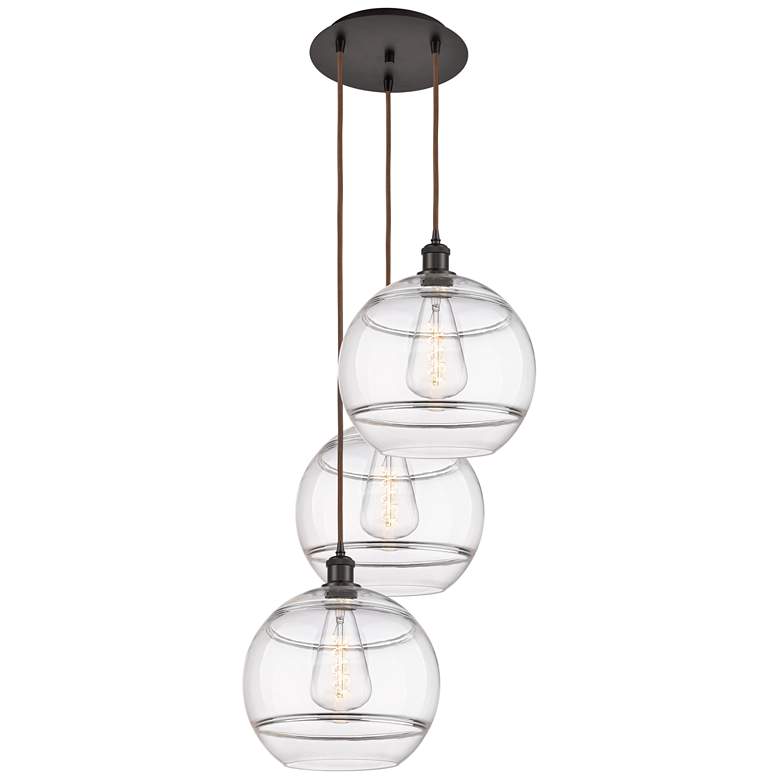 Image 1 Ballston Rochester 18.5"W 3-Light Oiled Bronze Cord Pendant w/ Clear S