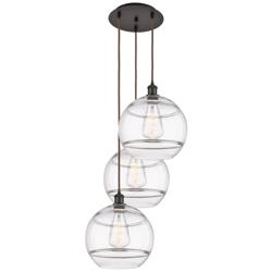 Ballston Rochester 18.5"W 3-Light Oiled Bronze Cord Pendant w/ Clear S