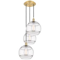 Ballston Rochester 18.5"W 3-Light Satin Gold Corded Pendant w/ Clear S