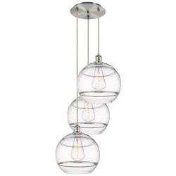 Ballston Rochester 18.5"W 3-Light Satin Nickel Cord Pendant w/ Clear S