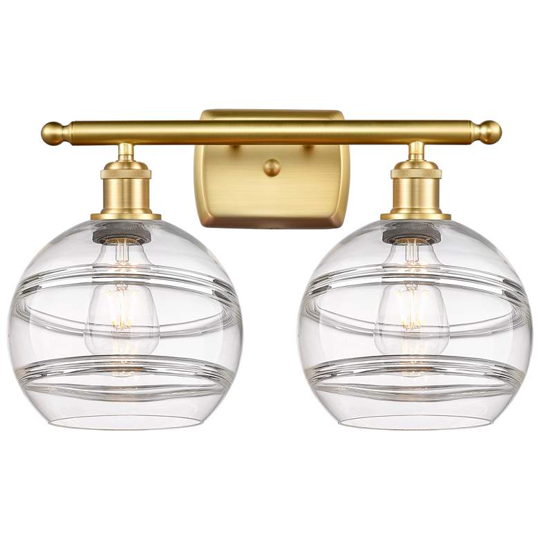 Image 1 Ballston Rochester 18" Wide 2 Light Satin Gold Bath Light With Clear S