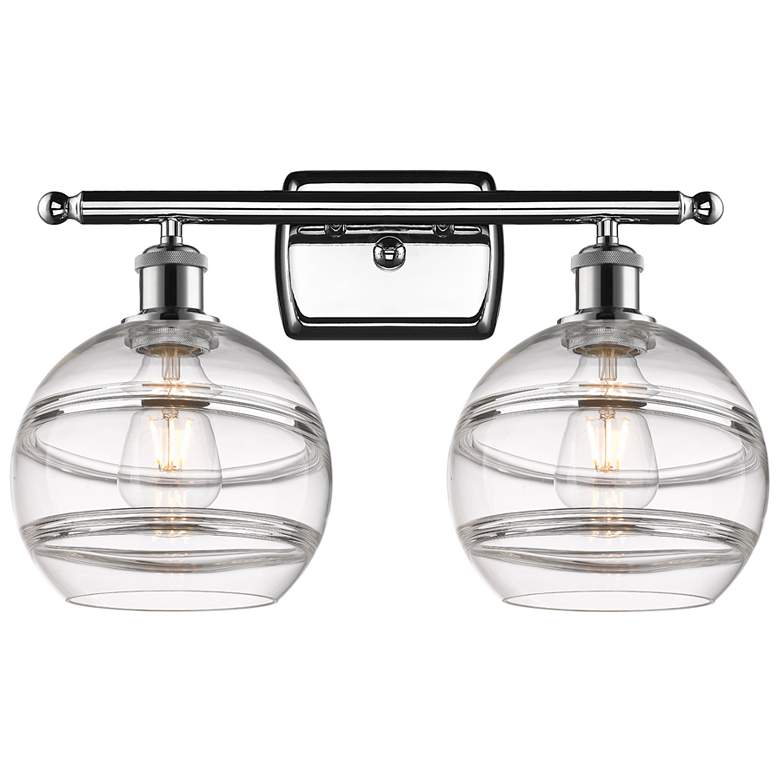 Image 1 Ballston Rochester 18"W 2 Light Polished Chrome Bath Light w/ Clear Sh