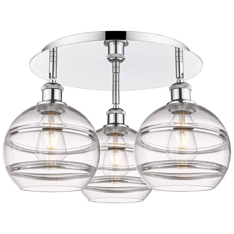 Image 1 Ballston Rochester 19.75"W 3-Light Chrome Flush Mount w/ Clear Shade