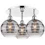 Ballston Rochester 19.75"W 3-Light Chrome Flush Mount w/ Smoke Shade