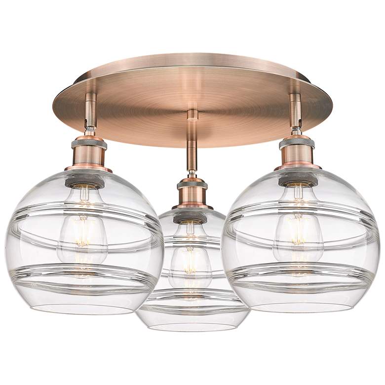 Image 1 Ballston Rochester 19.75"W 3-Light Copper Flush Mount w/ Clear Shade