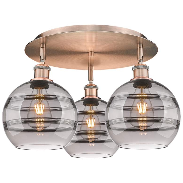 Image 1 Ballston Rochester 19.75"W 3-Light Copper Flush Mount w/ Light Smoke S