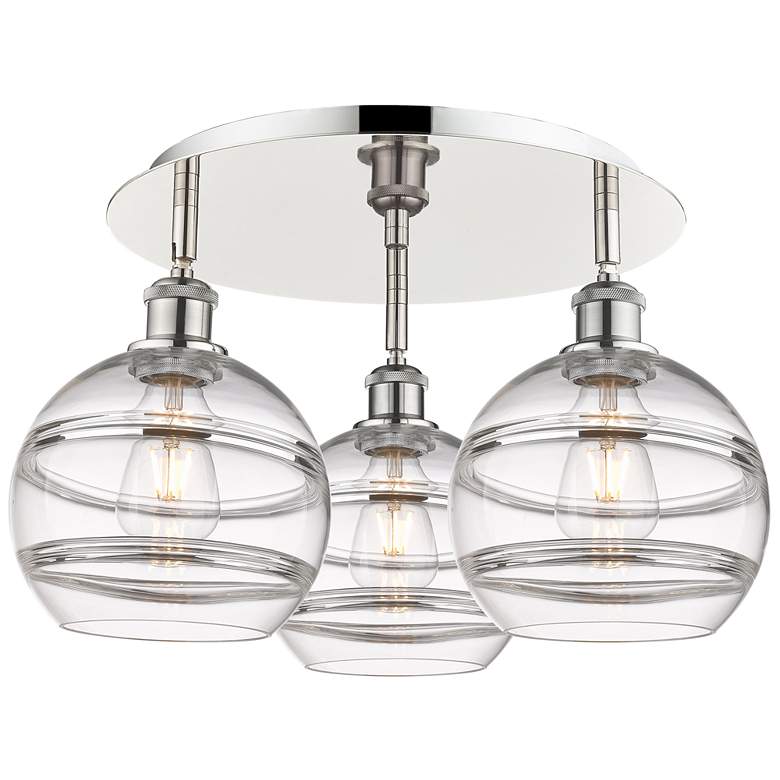 Image 1 Ballston Rochester 20"W 3-Light Polished Nickel Flush Mount w/ Clear S