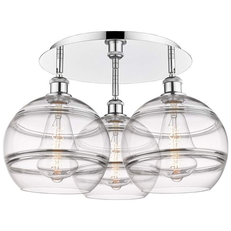 Image 1 Ballston Rochester 21.75"W 3-Light Chrome Flush Mount w/ Clear Shade