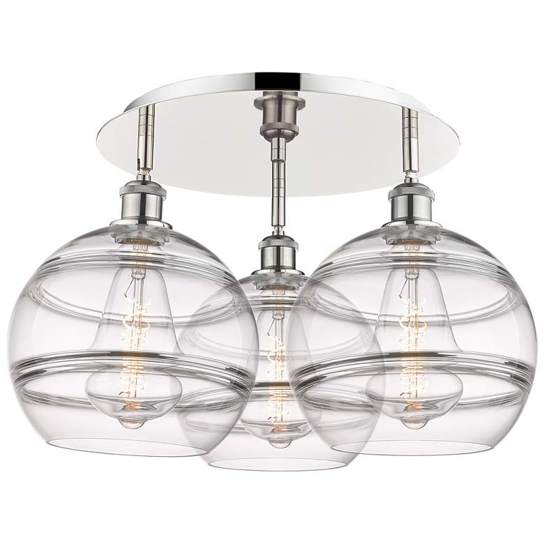 Image 1 Ballston Rochester 22"W 3-Light Polished Nickel Flush Mount w/ Clear S