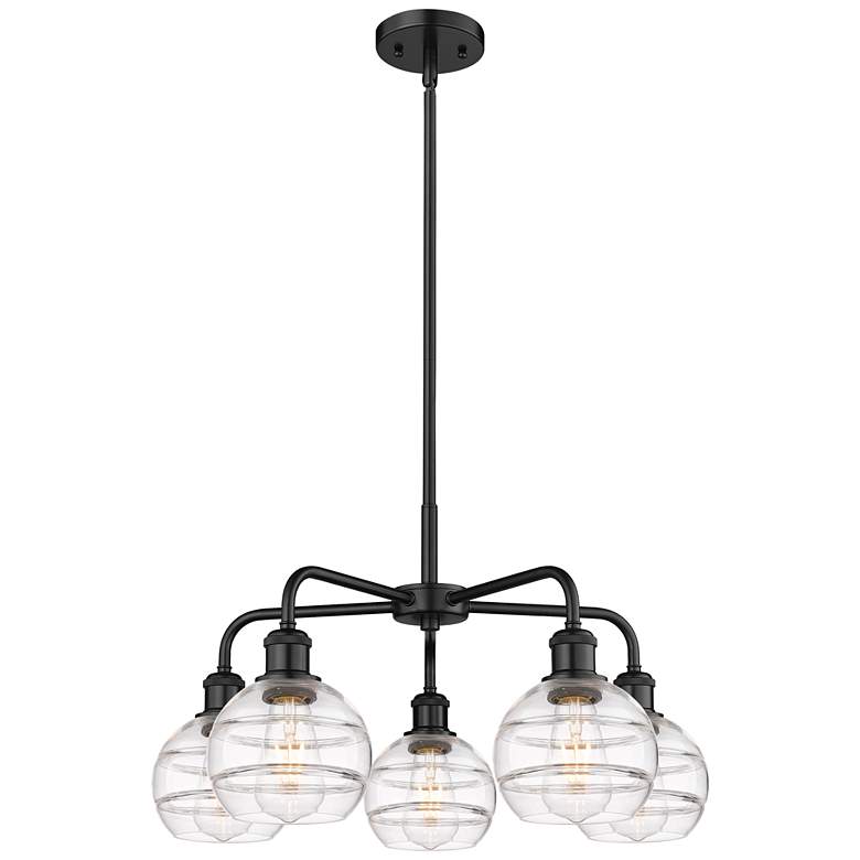 Image 1 Ballston Rochester 23.88"W 5-Light Black Stem Chandelier w/ Clear Shad